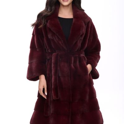 Midi mink coat with english lapels
