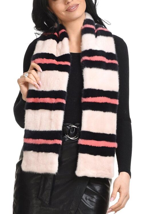 Colorful mink scarf with stripes design