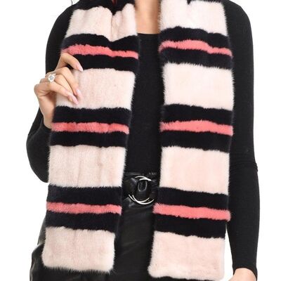 Colorful mink scarf with stripes design