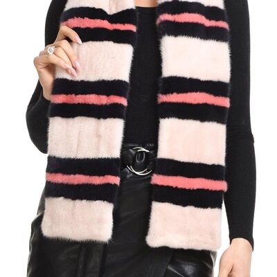 Colorful mink scarf with stripes design