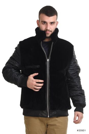 Bomber réversible en vison et cuir pour homme 1