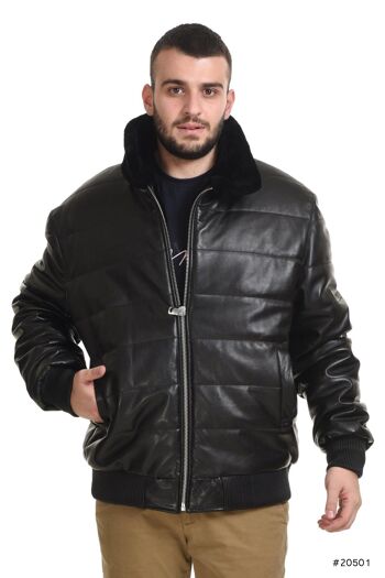 Bomber réversible en vison et cuir pour homme 2