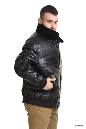 Bomber réversible en vison et cuir pour homme 3