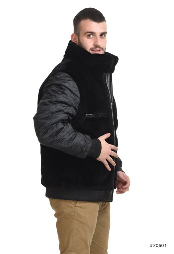 Bomber réversible en vison et cuir pour homme 4