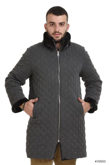 Manteau réversible homme en vison et textile 2