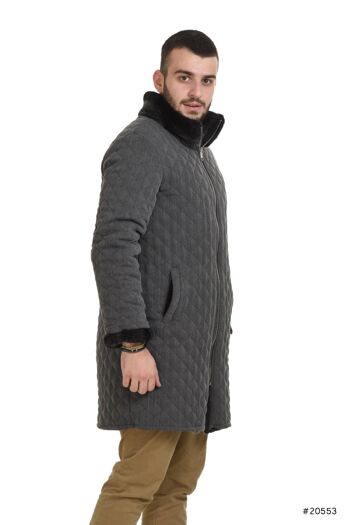 Manteau réversible homme en vison et textile 4