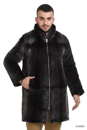 Manteau réversible homme en vison et textile 8