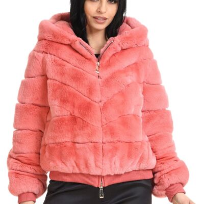 Rex Rabbit fur bomber jacket with hood