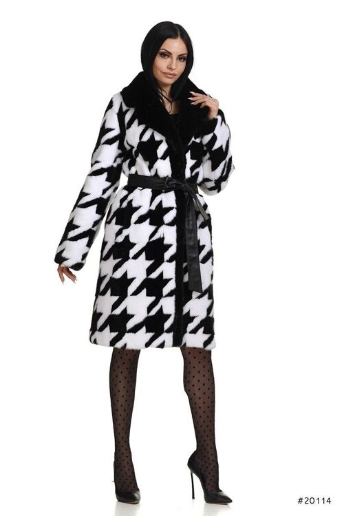 Pied de poule mink coat