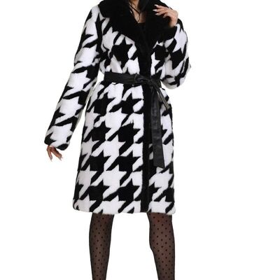 Pied de poule mink coat