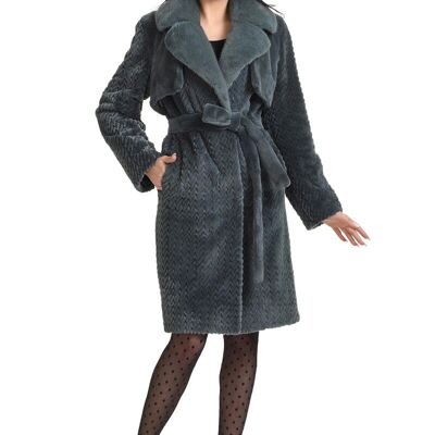 Sheared mink trench coat with wool lasered effect