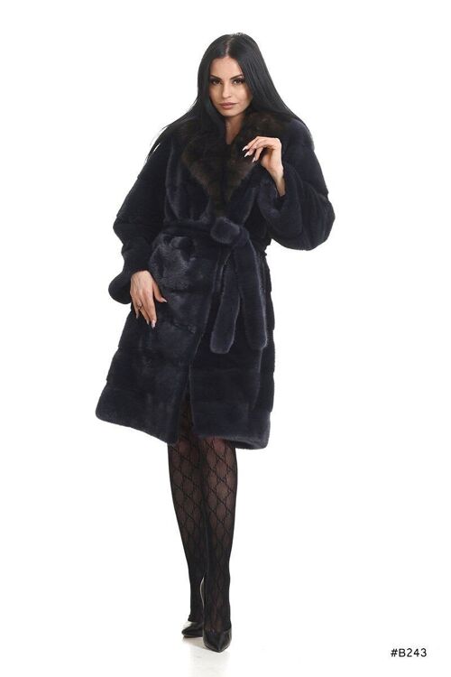 Casual chic mink coat with sable collar