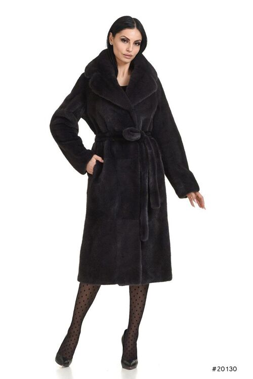 Classy mink fur coat with belt