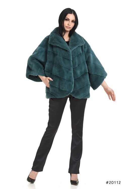 Mink oversize jacket with rounded front closure