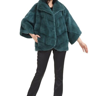 Mink oversize jacket with rounded front closure