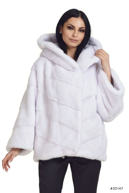 Oversized hooded mink jacket