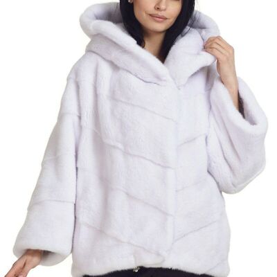 Oversized hooded mink jacket