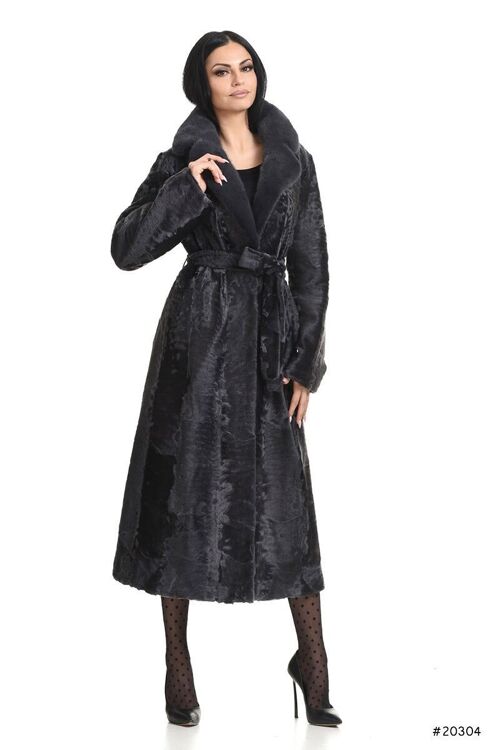 Persian lamb coat with mink english collar