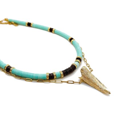 Gaia – Kombination aus zwei Halsketten aus Paillettenperlen und vergoldeten Perlen – Edelstahlkette – Handgefertigt – Ravage