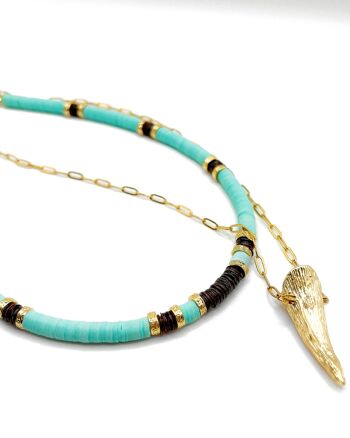 Gaia - Combinaison de deux colliers en perles de sequins & perles plaquées or- Chaîne en acier inoxydable - Fait main - Ravage 2