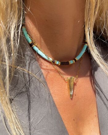 Gaia - Combinaison de deux colliers en perles de sequins & perles plaquées or- Chaîne en acier inoxydable - Fait main - Ravage 4