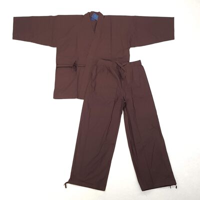 401001 Samue - Conjunto de trabajo japonés 100% algodón liso marrón