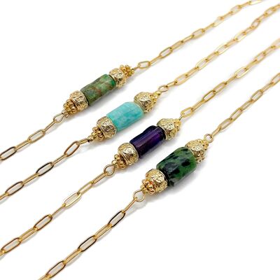 Chloé - Stainless steel chain, semi-precious stones and gold-plated pearls - Ravage