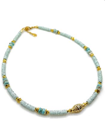 Collier en perles de sequinsn hématites & perles plaquées or - Fait main - Ravage 1