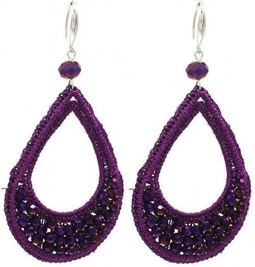 E-E20.1 E725-003 No. 9 Earrings Glass 9x4.5cm Purple