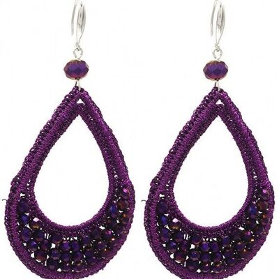 E-E20.1 E725-003 Boucles d'oreilles n°9 Verre 9x4,5cm Violet