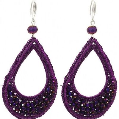 E-E20.1 E725-003 No. 9 Earrings Glass 9x4.5cm Purple