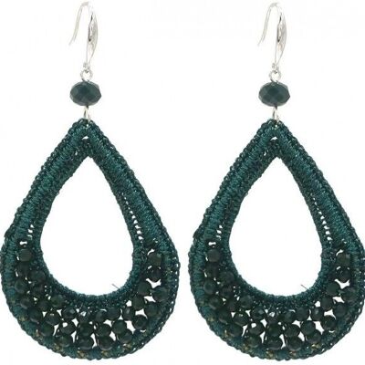 E-C18.2 E725-003 Pendientes nº6 Cristal 9x4,5cm Verde