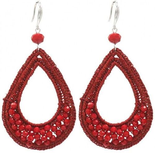 E-D19.3 E725-003 No. 4 Earrings Glass 9x4.5cm Red