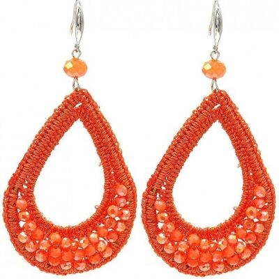 E-B7.4 E725-003 No. 3 Earrings Glass 9x4.5cm Orange