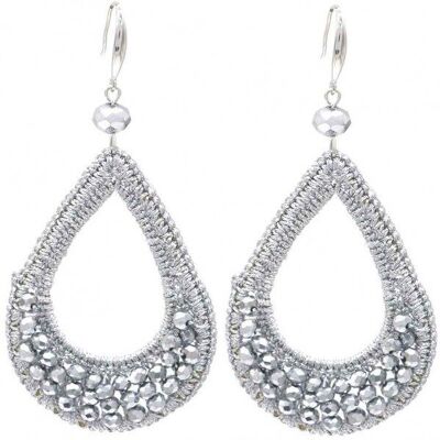 E-C18.3 E725-003 Nº 2 Pendientes Cristal 9x4.5cm Plata