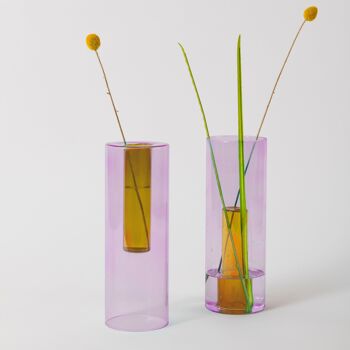 Vase en Verre Réversible - Lilas/Pêche 1