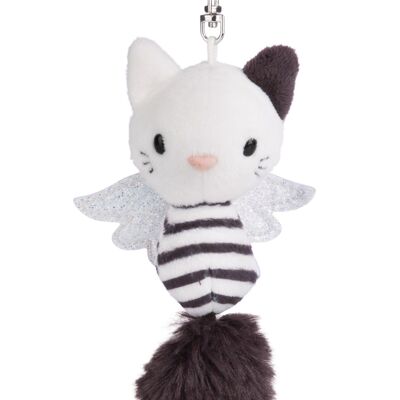 Keychain protection kitten 12cm black and white