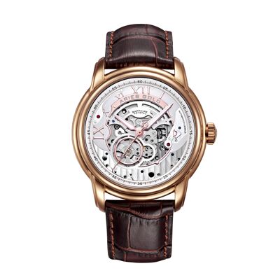 G 9005A RG-S – Automatische Herrenuhr mit offenem Herzen – Armband aus echtem Leder – Saphirglas