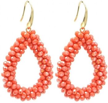 F-B17.3 E725-004 Perles de verre à facettes n°8 4,5x3,5 cm Orange 1