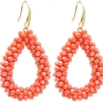 F-B17.3 E725-004 Perles de verre à facettes n°8 4,5x3,5 cm Orange