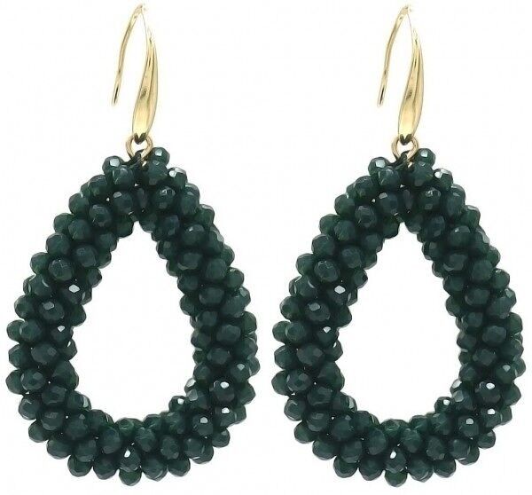 F-A5.5 E725-004 N. 3 Perle di vetro sfaccettate 4,5x3,5 cm Verde