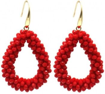 F-B19.4 E725-004 Perles de verre à facettes n°2 4,5x3,5 cm Rouge 1