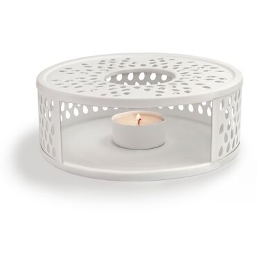 Creano chauffe-plat blanc "Leaf" classique en acier inoxydable blanc