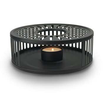 Creano chauffe-plat design noir "Stripes" acier inoxydable noir 1