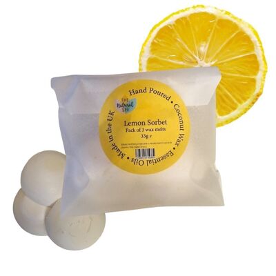 Coconut Wax Melts - Lemon Sorbet - Pack of 3 essential oil melts made with sustainable wax
