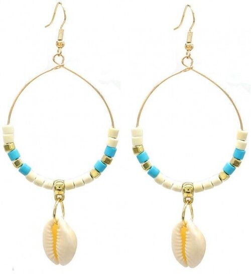 E-E16.2 E536-100 Earrings Shell 8x4.5cm Blue