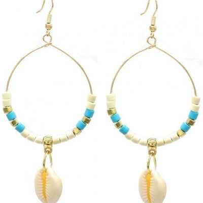 E-E16.2 E536-100 Earrings Shell 8x4.5cm Blue