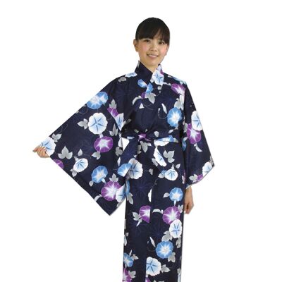 Yukata - Kimono giapponese 100% cotone Ipomée Fantasia fiori