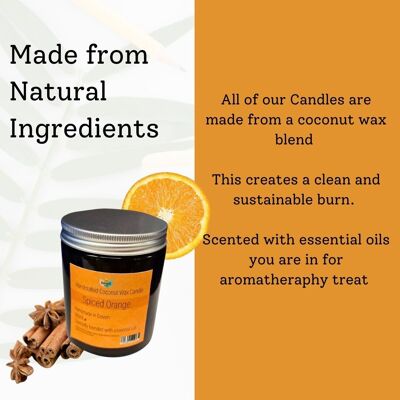 Coconut Wax Candle - Amber glass Jar - 180ml Spiced Orange