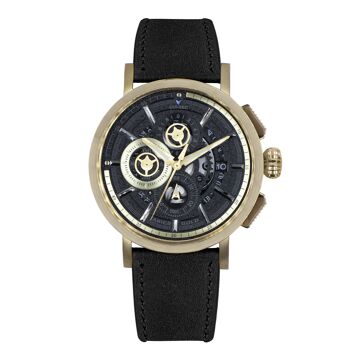 G 7018 G-BK - Montre homme chronographe Aries Gold - Bracelet cuir véritable - Verre saphir 1